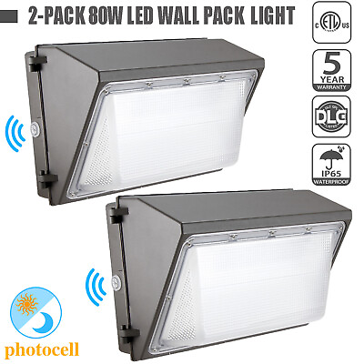 #ad 2 Pack 80W LED Wall Pack Light Dusk to Dawn Commercial Outdoor Security Lighting $139.94