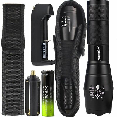 #ad Tactical LED Flashlight Zoomable Rechargeable Super Bright Light Survival $37.99