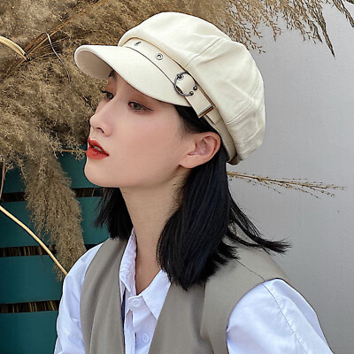 #ad HOT Retro Women Octagonal Cap Spring Summer Striped Visor Beret Hat Ladies Acces $14.59