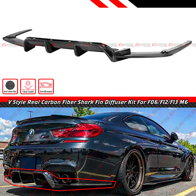 #ad For 2012 2018 BMW F06 F12 F13 M6 V Style Carbon Fiber Rear Diffuser W Extension $359.99