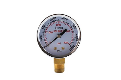 #ad High Pressure Gauge for Oxygen Regulator 0 4000 psi 2 inches 1 4quot; NPT $13.90