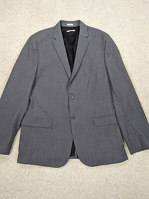 #ad Calvin Klein Suit Jacket Mens 38L Small Slim Fit Gray Sport Coat Blazer 2 Button $21.94