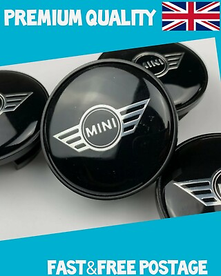 #ad 4x Mini Cooper Black Silver Wheel Centre Caps Hub Caps OEM 3131171069 54mm GBP 8.99