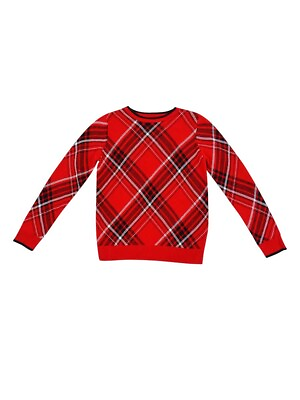 #ad Charter Club Big Girls Plaid Family Family Sweater M Ravishing Red Combo $9.99