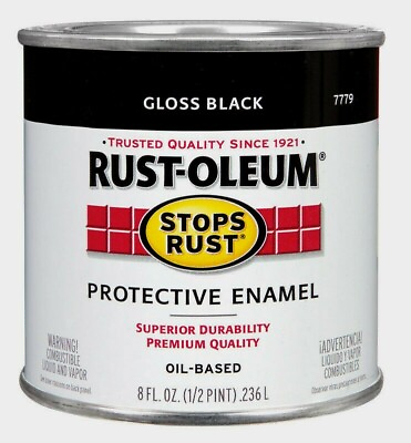 #ad Rust Oleum GLOSS BLACK 0.5 pt Stops Rust PROTECTIVE ENAMEL Oil Based 7779 730 $16.99