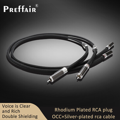 #ad Pair Audio HiFi Silver Plated OCC RCA Cable W Plugs Carbon Fiber Connectors NEW $49.69