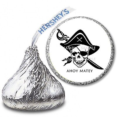 #ad 108 Ahoy Matey Pirate Candy Favors Hershey Kiss Labels Candy Wrappers $3.59