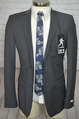 #ad NEW Bar III Mens Gray Wool STRETCH SKINNY FIT Sport Coat Blazer Jacket SIZE 38L $47.97