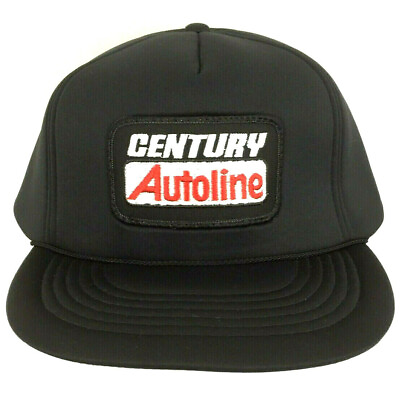 #ad Vtg Century Autoline Patch Hat Script Spell Out Logo Foam Snap Back Trucker Cap $46.07