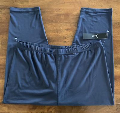 #ad Women#x27;s One Size Malvin Pants Pull On New Elastic Waistband Blue Inseam 16½quot; $18.71