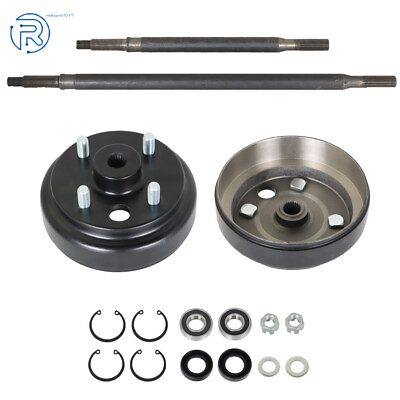 #ad Golf Cart Rear Axle and Brake Hub Drum Assembly Kit For EZGO Elec 1982 UP $150.86