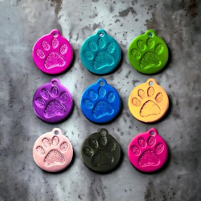 #ad CUSTOM ENGRAVED PERSONALIZED PET TAG ID DOG CAT NAME TAGS PAW IMPRINT $3.50