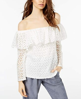 #ad Jill Jill Stuart Womens Off The Shoulder Lace Top White Embroider S $69.95