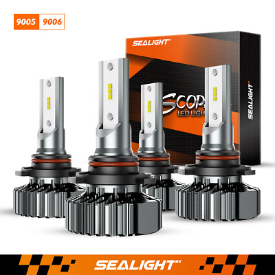 #ad SEALIGHT LED Headlight High Low Beam Bulbs 9005 9006 Combo 6000K Cool White 120W $69.99