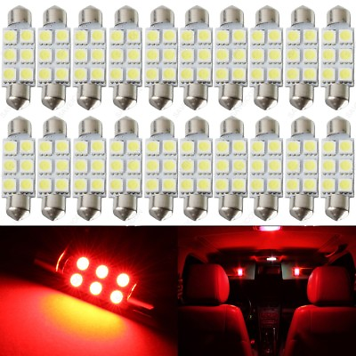 #ad 20 X Red 41mm 42mm 6SMD 5050 Festoon Dome Map LED Light 578 211 2 212 2 TOOL $12.08
