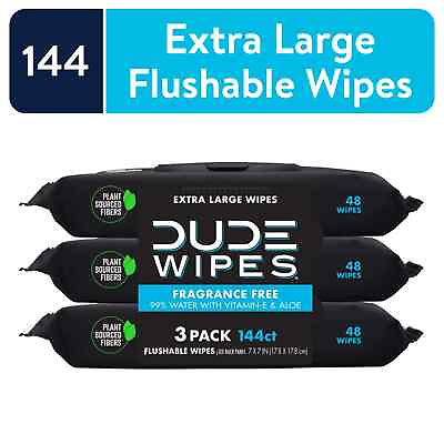 #ad Dude Wipes Flushable Wipes Dispenser 3 Packs 48 Wipes Unscented Wet Wipes wit $12.49