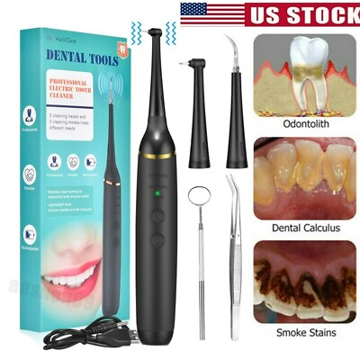 #ad Sonic Electric Dental Scaler Tartar Plaque Stain Remover Teeth Whitening Cleaner $17.98