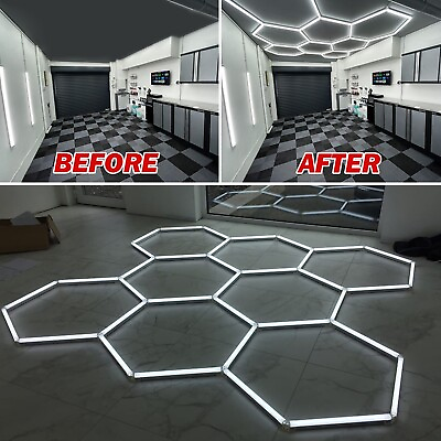 #ad Hexagon LED Lighting Car Detail Garage Workshop Lamp Lights Honeycomb Hex Barbe $135.99