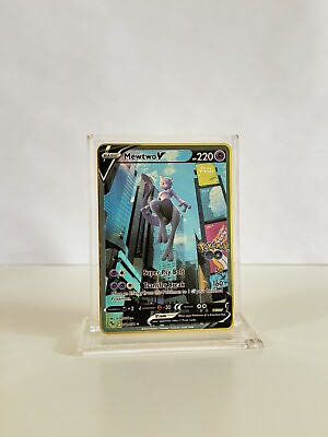#ad Pokemon Mewtwo V 072 078 METAL GOLD CARD Gift Fan Art $14.50
