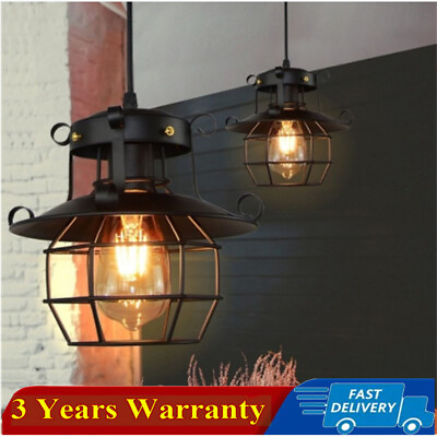 #ad Metal Cage Pendant Light Industrial Vintage Ceiling Loft Hanging Lamp Fixture $22.99