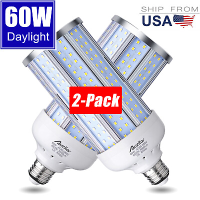 #ad 2 Pack 60W 500W Equivalent Daylight E26 Standard Base LED Corn Light Bulb $32.99