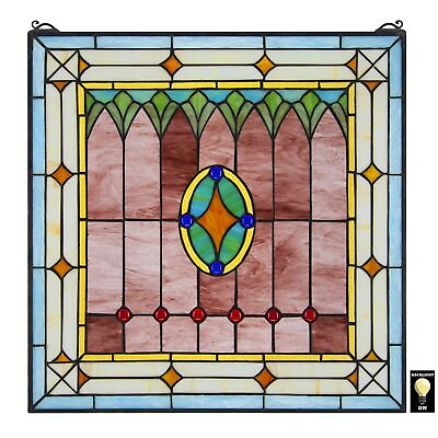 #ad 22 Inch Craftsman Tiffany Style Stained Glass Window $309.30