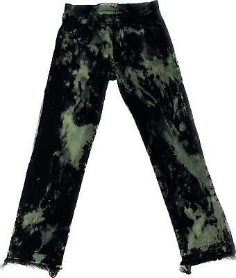 #ad Custom Black And Green Denim Jeans $80.00