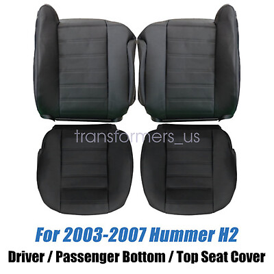 #ad Fits 2003 2006 2007 Hummer H2 Driver Passenger Bottom Top Seat Cover Black $60.99