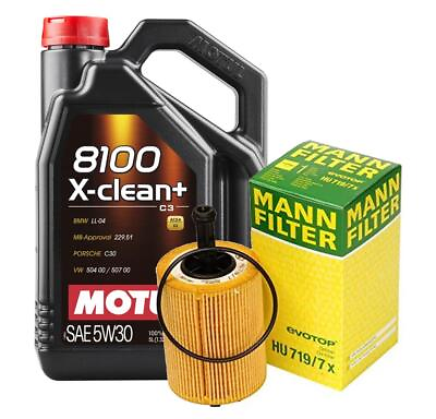 #ad 5L Motul 8100 X CLEAN 5W30 Mann Filter Engine Motor Oil Kit Golf 2.0 Turbo CJAA $63.95