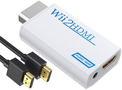 #ad Portable Wii to HDMI Wii2HDMI Full HD Converter Audio Output Adapter TV White $4.28