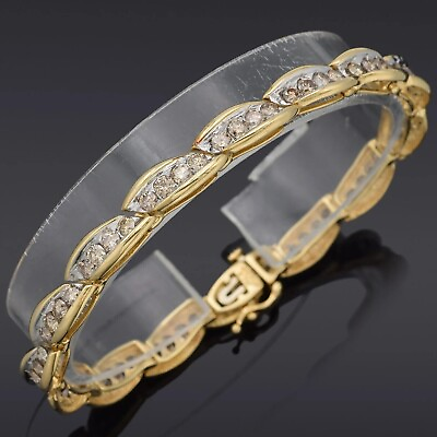 #ad 8Ct Lab Created Diamond Unique Slant Link Tennis Bracelet 14K Yellow Gold Plated $436.99