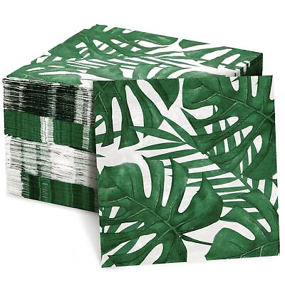 #ad 150 Pk Tropical Palm Leaf Napkins Hawaiian Luau Party Supplies 6.5x6.5 In $16.99