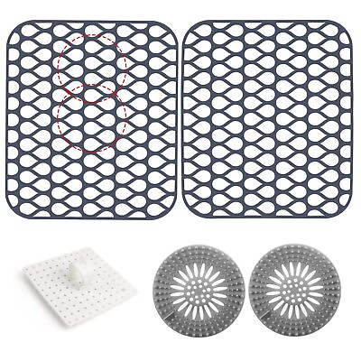 #ad Silicone Kitchen Sink Mat Pack of 2Can be Sheared Gray Silicone Kitchen Sink... $20.76