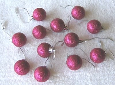 #ad Rose Red Mini Ornaments Christmas Non Shatter Balls Glitter Miniature Tree $9.95