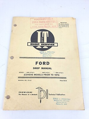 #ad Vintage Ford Iamp;T Shop Service Catalogue Manual From 1975 Automotive Workshop $39.99