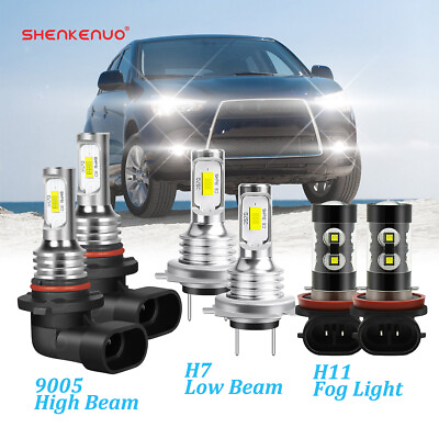#ad 6000K LED Headlight Fog Light Bulbs Combo Kit For Mitsubishi Outlander 2014 2020 $25.96
