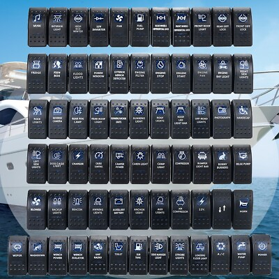 12V 24V Waterproof Car Van Boat Marine Dash Rocker Switch Blue ON OFF LED Light $10.99