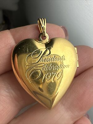 #ad Golden vintage presidents celebration 1979 heart locket $35.10