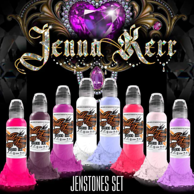#ad World Famous Tattoo Color 8 Bottle Jenna Kerr#x27;s Jenstones Color Set $119.99