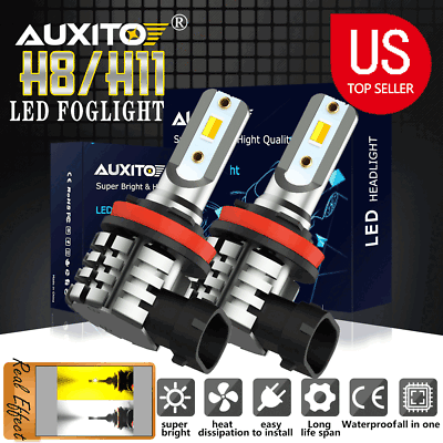 #ad 2x H11 H8 H16 White Amber LED Fog Light Bulb Dual Color Headlight Super Bright $22.07