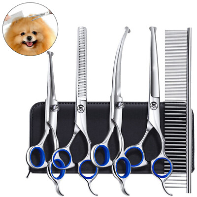 #ad 6PCS Professional Pet Dog Grooming Scissors Set Straight Curved Thinning Shear $19.70