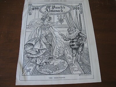 #ad 1900 Original POLITICAL CARTOON Punch Almanack DEBUTANTE New Year DANCE Ball $19.99