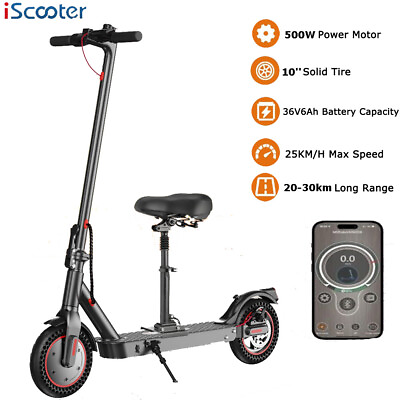#ad 500W Motor Foldable Electric Scooter Adults Commute 30KM Long Range With Seat $299.99