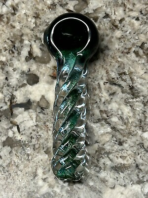 #ad Borosilicate 4” Glass Hand Pipe Hand Blown Dark Green From My Collection New $33.99