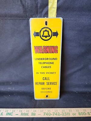 #ad VINTAGE TELEPHONE SIGN METAL Underground Alert Repair Service $75.00