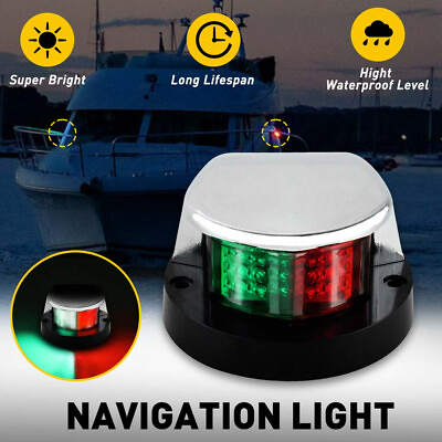 #ad LED Marine Boat Yacht Ship Bow Deck Navigation Light Nav Lamp 12V 3W Green Red $13.29