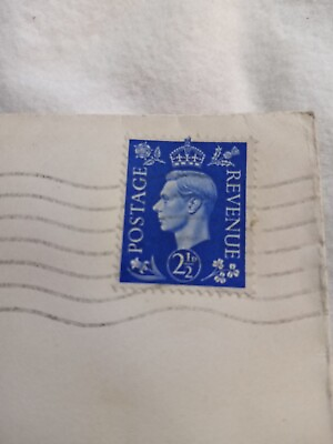 #ad Blue 2 1 2 Pense King George VI Revenue stamp Cover Nuremberg Germany 1937 $300.00