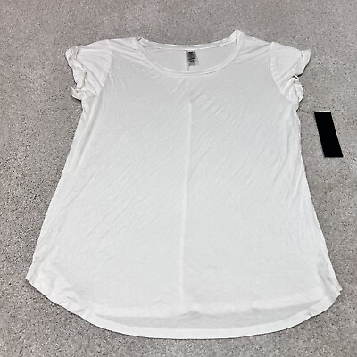 #ad Mono B T Shirt Women’s White Short Sleeve Size Large NWT $14.99