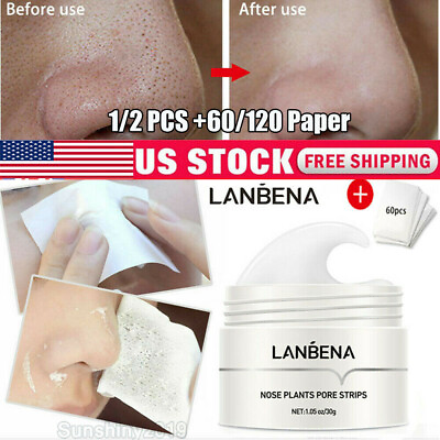 LANBENA Blackhead Remover Cream Facial Nose Plant Pore Strips Acne Peel Off Kit $9.85