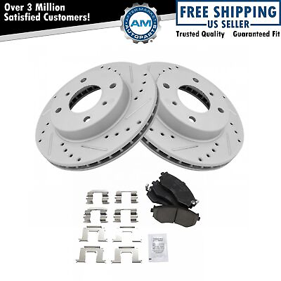 #ad Brake Rotor Drilled amp; Slotted Coated amp; Ceramic Pad Front Set for Nissan $98.78